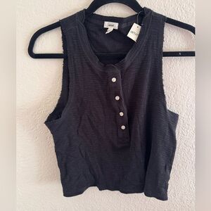 Aerie Gray Fitted Sleeveless Polo Tank Top